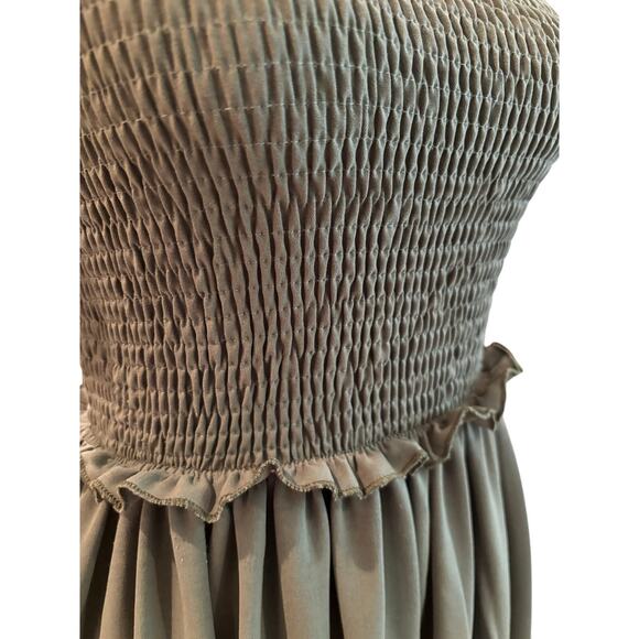 Unbranded Smocked, Tie Strap Green Midi/Maxi Dress, Size XS, EUC - Picture 3 of 3